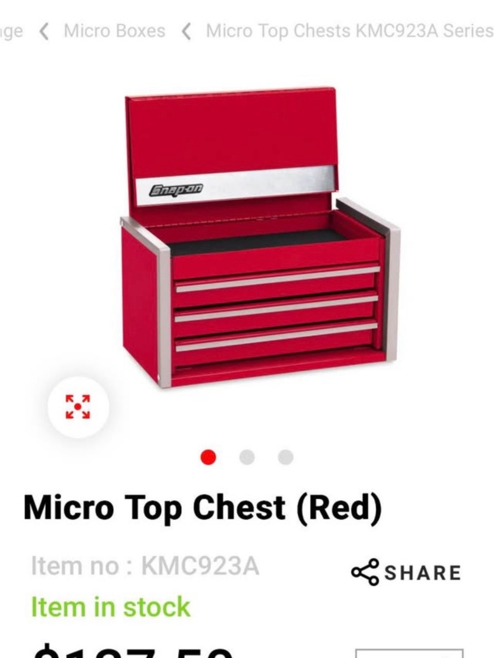 Snap-on Micro Top Chest Mini Tool Box Red $137